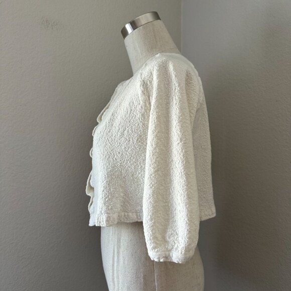 Jennie Kayne Wool Blend Cardigan Front Button Closure Crew Neck 3/4 Sleeve Flawe - Picture 4 of 14